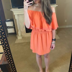 Impeccable Pig Orange Off the Shoulder Dress
